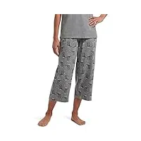 hue pantalon de pyjama capri en tricot imprimé bas, gris chiné moyen-sweet kitty, xl femme