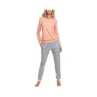 merry style pyjama ensemble haut et bas vêtement d'intérieur femme ms10-168(saumon gris, l)