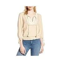 lucky brand women's embroidered tassel top