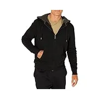 amazon essentials sweat-shirt à capuche, à fermeture Éclair intégrale, en molleton, doublure sherpa homme, noir, m