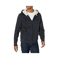 amazon essentials sweat-shirt à capuche, à fermeture Éclair intégrale, en molleton, doublure sherpa homme, bleu marine, xl