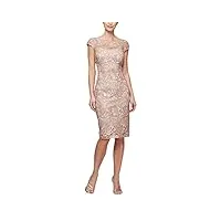 alex evenings robe fourreau de cocktail brodée florale longueur genou courte occasion spéciale, rose gold, 44 femme