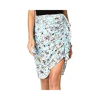 guess | dotty riot bloom print ruched zipper jupe | blue wave | 10