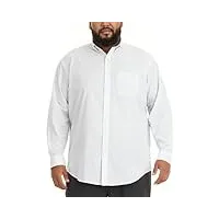 van heusen chemise à manches longues en popeline infroissable bouton bas, blanc brillant, l/4xl homme