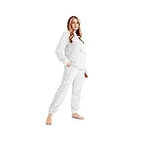 citycomfort pyjama femme, ensembles de pyjama femme en polaire, pyjama pilou pilou chaud et doux (m, deux tons gris)