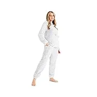 citycomfort pyjama femme, ensembles de pyjama femme en polaire, pyjama pilou pilou chaud et doux (l, deux tons gris)