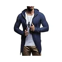 leif nelson ln8149 sweat à capuche et manches longues zippé pour homme veste en coton coupe ajustée style tendance noir - bleu - xx-large