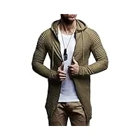 leif nelson ln8149 sweat à capuche et manches longues zippé pour homme veste en coton coupe ajustée style tendance noir - vert - x-large