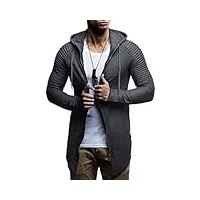 leif nelson ln8149 sweat à capuche et manches longues zippé pour homme veste en coton coupe ajustée style tendance noir - gris - xx-large