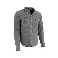 milwaukee leather performance mpm1621 chemise en jean renforcé pour homme aramid dupont fibers - gris - large