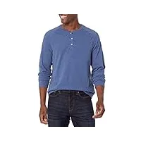 amazon essentials chemise henley à manches longues, coupe classique (grandes tailles disponibles) homme, bleu chiné, xl