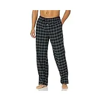 amazon essentials pantalon de pyjama en flanelle (grandes tailles disponibles) homme, gris noir carreaux lainés, m