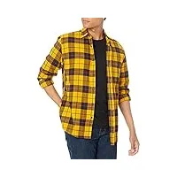 amazon essentials chemise en flanelle à manches longues (grandes tailles disponibles) homme, jaune Écossais, l