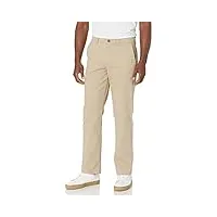amazon essentials pantalon chino extensible style décontracté coupe droite homme, brun kaki, 38w / 32l
