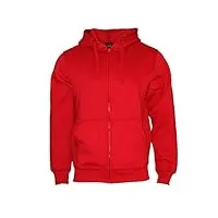 rock-it apparel veste à capuche sweat à capuche lourd travailleur hoodie zipper sweat à capuche pullover - pull homme - rouge - xxl