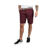 !solid montijo short chino bermuda pantalon court pour homme avec ceinture extensible coupe régulaire, taille:m, couleur:wine red (0985)