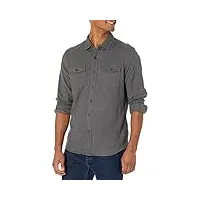 amazon essentials chemise en flanelle, à manches longues, deux poches, coupe ajustée homme, charbon chiné, xl