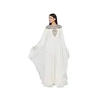aniiq off white georgette cousu main brodé farasha kaftan robe de soirée longue soirée avec hijab gratuit snm810ow