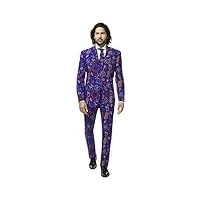 opposuits crazy prom suits for men – doodle dude – comes with jacket, pants and tie in funny designs costume d39homme, purple, 38 homme