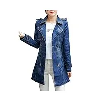 veste en jean femme trench-coats longue manteau veste manche longue denim blouson veste bleu