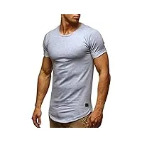 leif nelson t-shirt en coton, avec manches courtes et col rond - pour homme ln6368 - gris - large