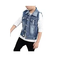 veste en jeans garçon enfant sans manche jackets manteau blouson boutonnage coats un jean bleu 2xl