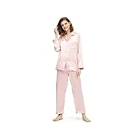 lilysilk elegante seide nachtwäsche schlafanzug pyjama damen lang hausanzug 19 momme (m, hell rosa) verpackung mehrweg