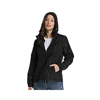 ilovesia blouson sport femme coupe vent imperméable ultra léger veste à capuche noir 46