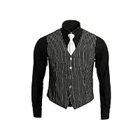 nofonda costume vintage de gangster/chef des années 20 avec gilet et cravate pour homme adulte xl noir