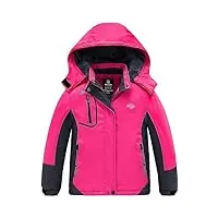 wantdo fille veste de ski imperméable pour voyage manteau d'hiver chaud veste de snowboard outdoor veste randonnée travail coupe-vent rose 152-158