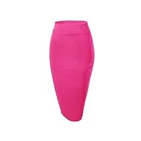 urban goco jupe crayon au genou à taille haute midi jupe Élasticité bodycon droite jupe pour femmes (medium, rose)