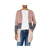 only onlqueen l/s long cardigan knt noos gilet, multicolore (misty rose stripes:w. mgm/cloud pink melange), 42 (taille fabricant: large) femme