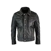 infinity veste cuir véritable homme rétro style veste en jean biker coupe courte