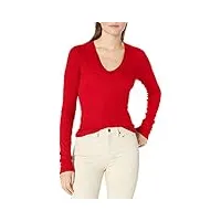 enza costa femme srs3200 manches longues t-shirt - rouge - taille s