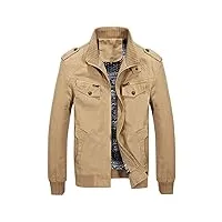 youthup blouson homme casual veste aviateur couleur unie jacket printemps automne, kaki, l