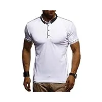 leif nelson ln1310 t-shirt d'été à col polo pour homme coupe ajustée en coton noir, blanc., m