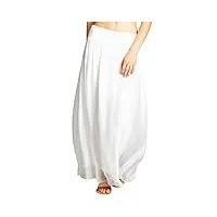 caspar ro025 jupe d'été longue élégante et légère en soie pour femme, couleur:blanc, taille:s/m