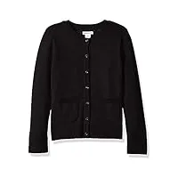 amazon essentials cardigan à coupe ajustée - uniforme fille, noir, 6-7 ans