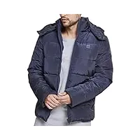 urban classics puffer jacket doudoune à capuche amovible rembourrée veste d'hiver pour homme, bleu (bleu marine), l