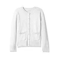amazon essentials cardigan à coupe ajustée - uniforme fille, blanc, 8 ans