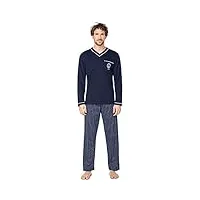 e.vip jim l 683 pyjama pour homme en pur coton - bleu - xxl