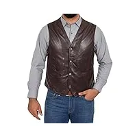 a1 fashion goods hommes gilet en cuir marron souple classique style traditionnel gilet décontracté vest - bruno (l - eu 50)