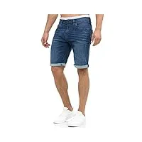 indicode caden - shorts en jean pour homme - avec 5 poches - 98 % coton - au look usé, délavé et destroyed - coupe droite - idéaux pour les loisirs pour homme., bleu indigo, m