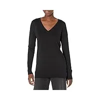 amazon essentials pull tunique léger À manches longues et col en v (disponible en grande taille) femme, noir, xs
