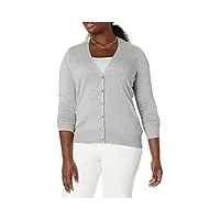 amazon essentials cardigan léger à col en v (grande taille disponible) femme, gris clair chiné, xxl