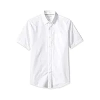 amazon essentials chemise oxford à une poche et manches courtes coupe ajustée homme, blanc, xl