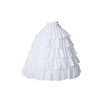 beautelicate jupon sous robe crinoline petticoat rockabilly de femme avec volants long 4 cerveaux pour robe de mariage mariée soirée bal(blanc, s-m)