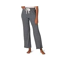 amazon essentials pantalon de pyjama d’intérieur en Éponge légère femme, bleu marine blanc mini rayures, s