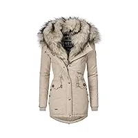 navahoo sweety manteau d'hiver pour femme avec fourrure synthétique beige s