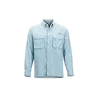 exofficio airstrip t-shirt à manches longues pour homme, homme, t-shirt avec boutonnière, 1001-2035, bleu air, 3xl